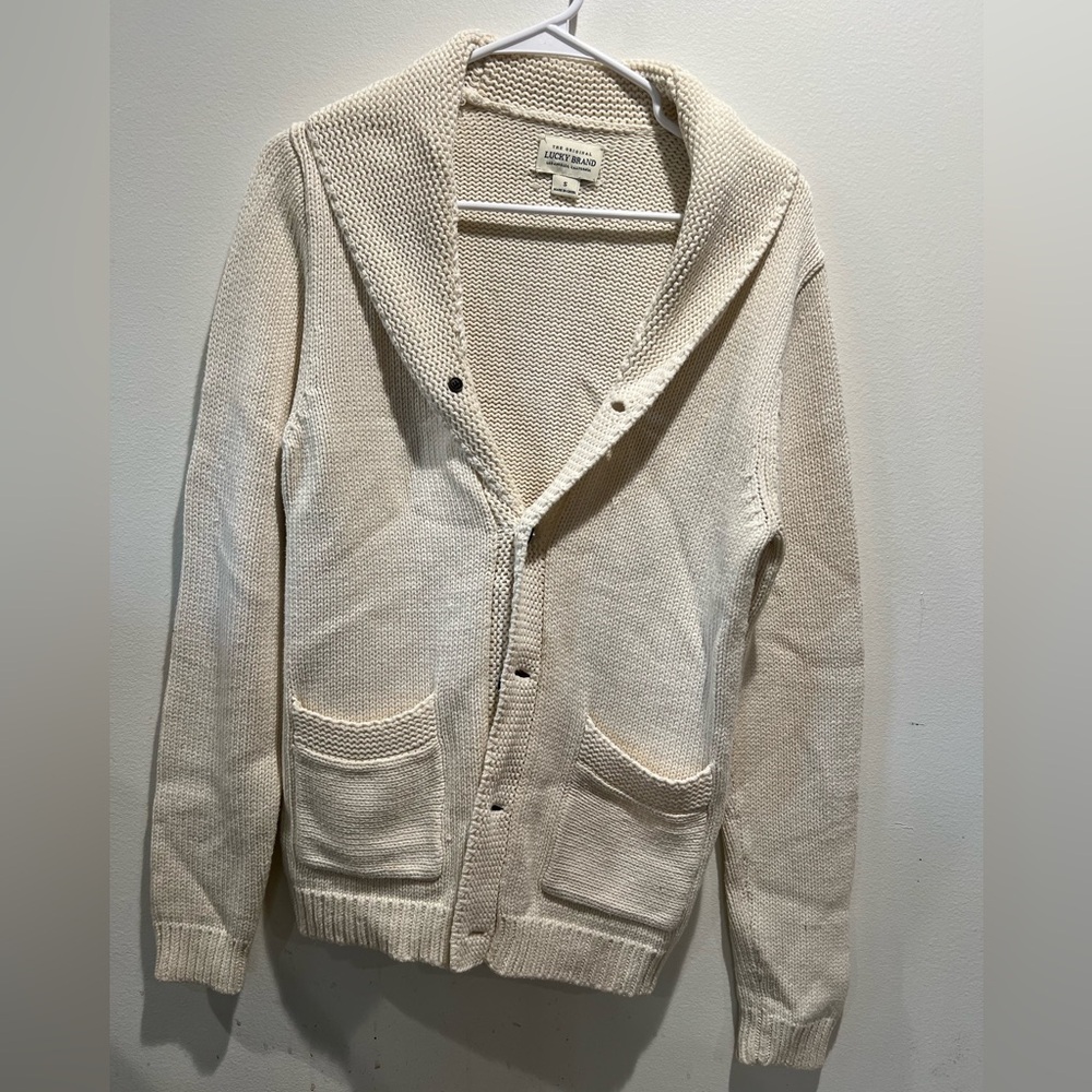 Lucky Brand Men's Cream Cardigan Sweater